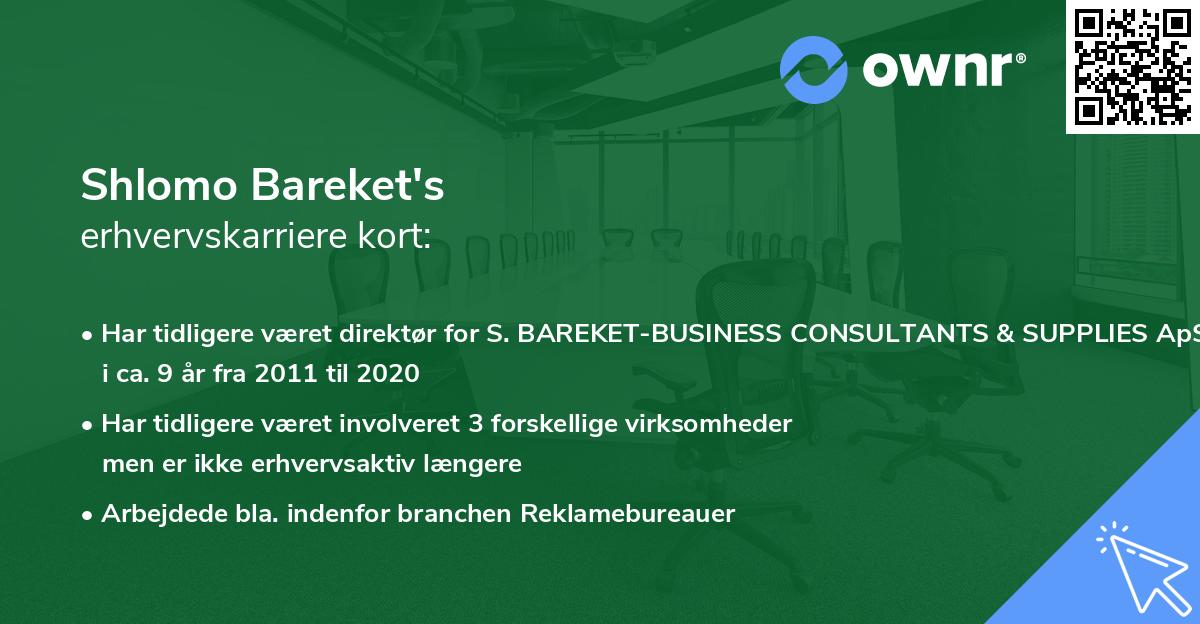 Shlomo Bareket's erhvervskarriere kort