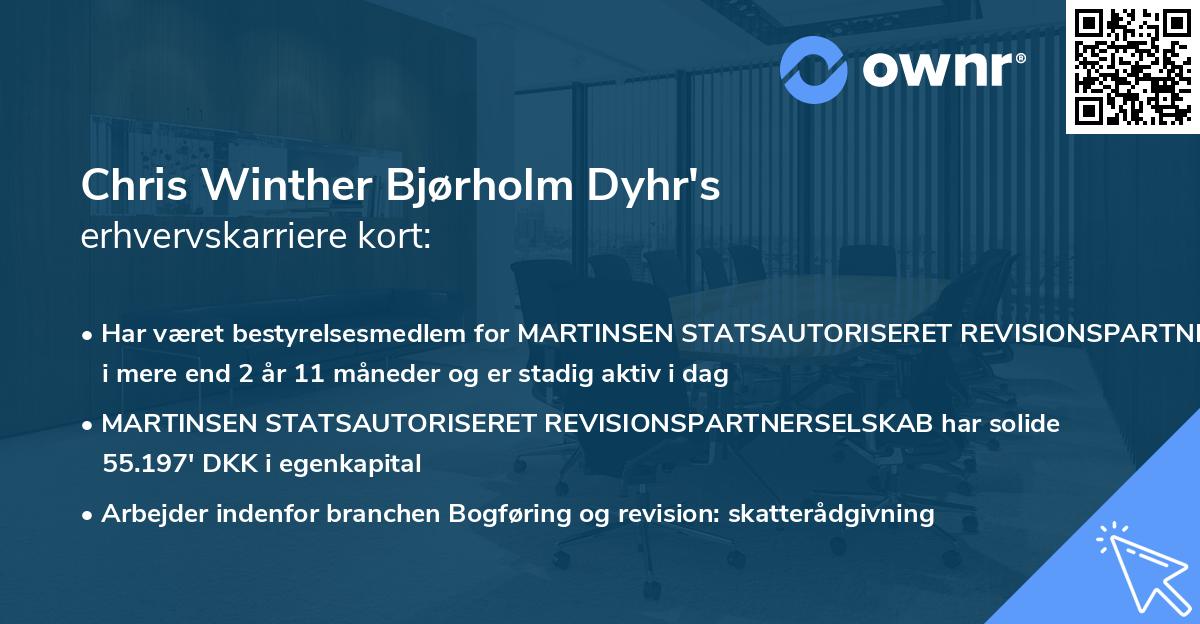 Chris Winther Bjørholm Dyhr's erhvervskarriere kort