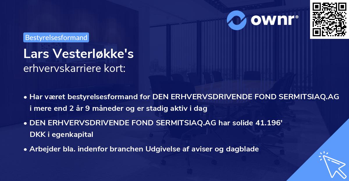 Lars Vesterløkke's erhvervskarriere kort