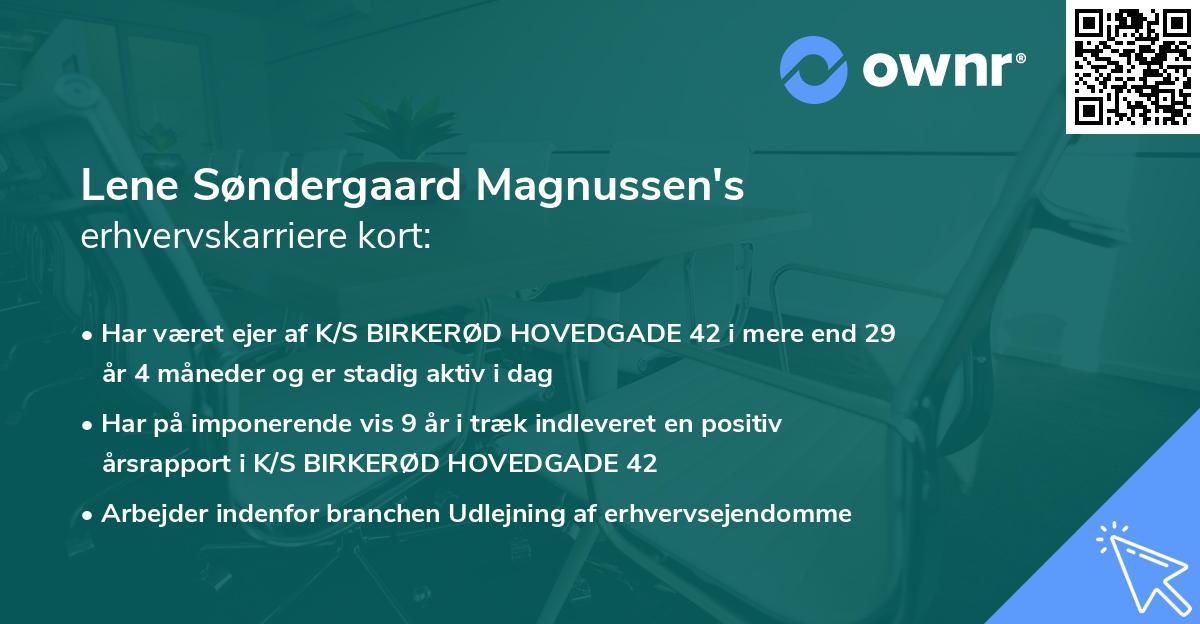 Lene Søndergaard Magnussen's erhvervskarriere kort