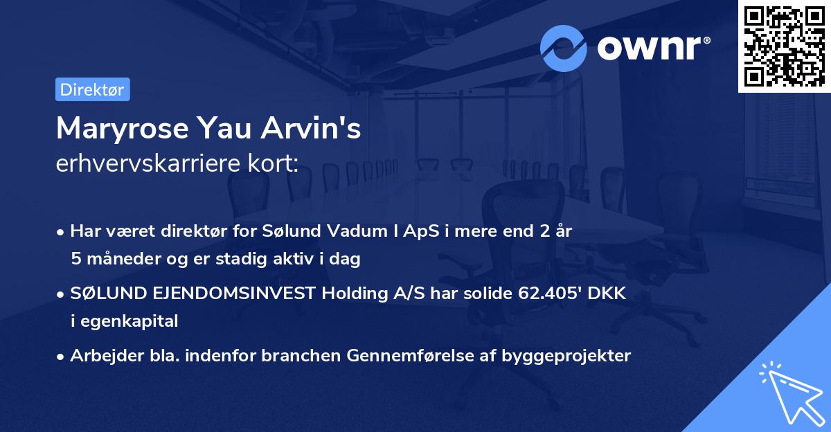 Maryrose Yau Arvin's erhvervskarriere kort