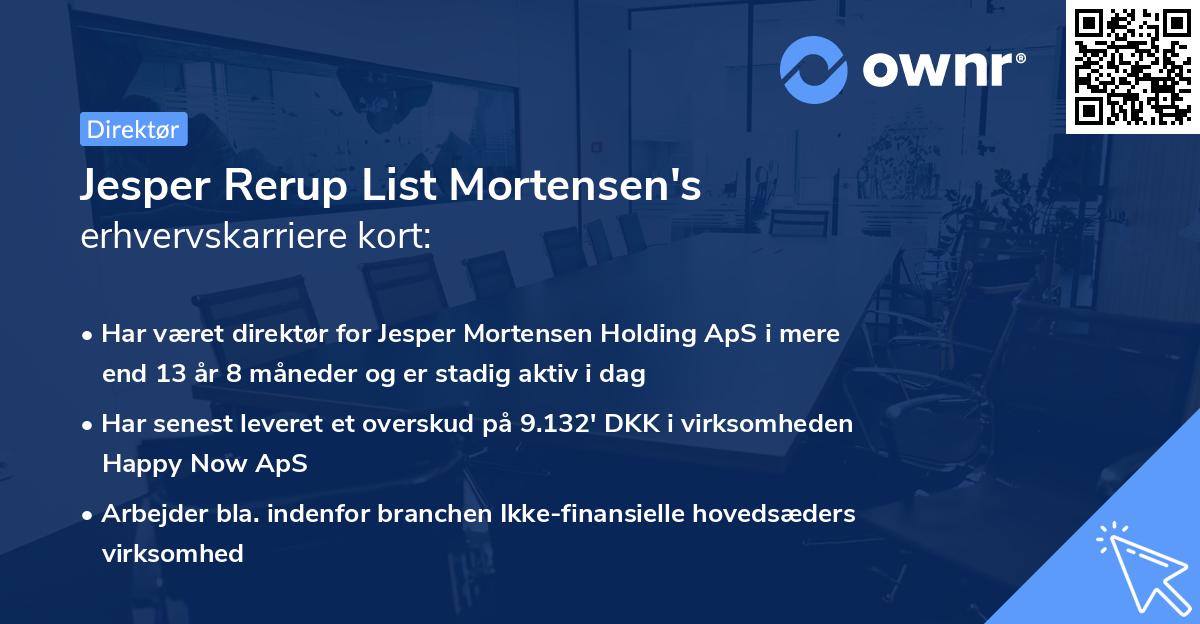 Jesper Rerup List Mortensen's erhvervskarriere kort