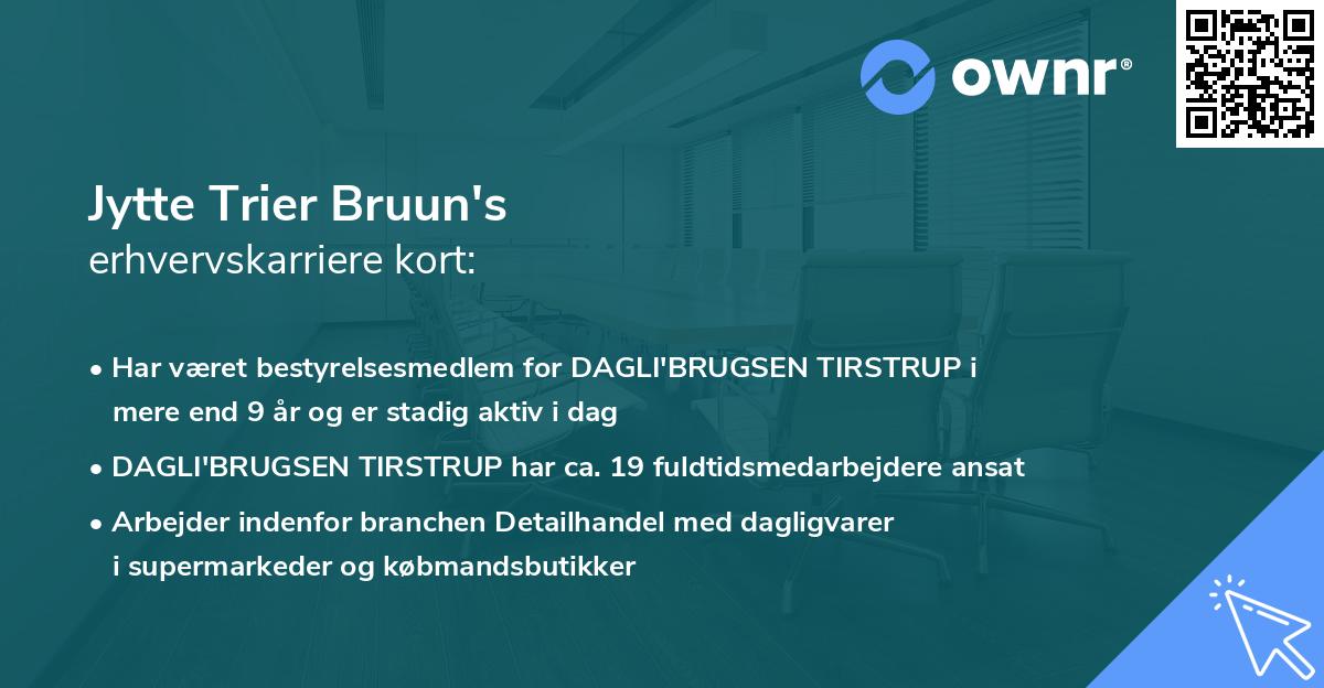 Jytte Trier Bruun's erhvervskarriere kort
