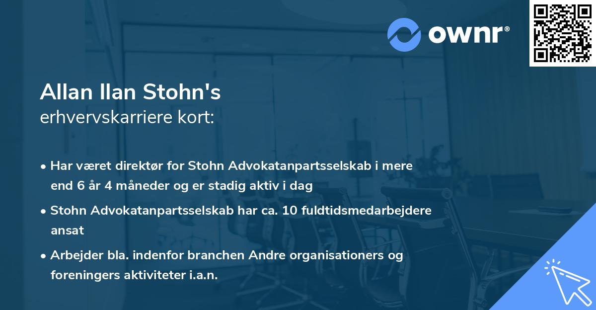 Allan Ilan Stohn's erhvervskarriere kort
