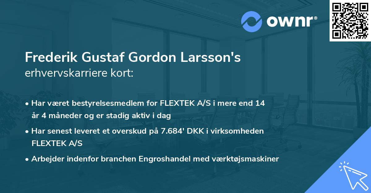 Frederik Gustaf Gordon Larsson's erhvervskarriere kort