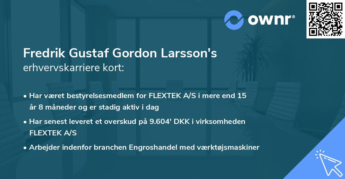 Fredrik Gustaf Gordon Larsson's erhvervskarriere kort