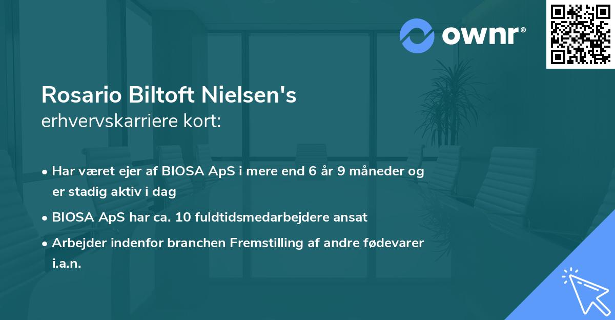Rosario Biltoft Nielsen's erhvervskarriere kort