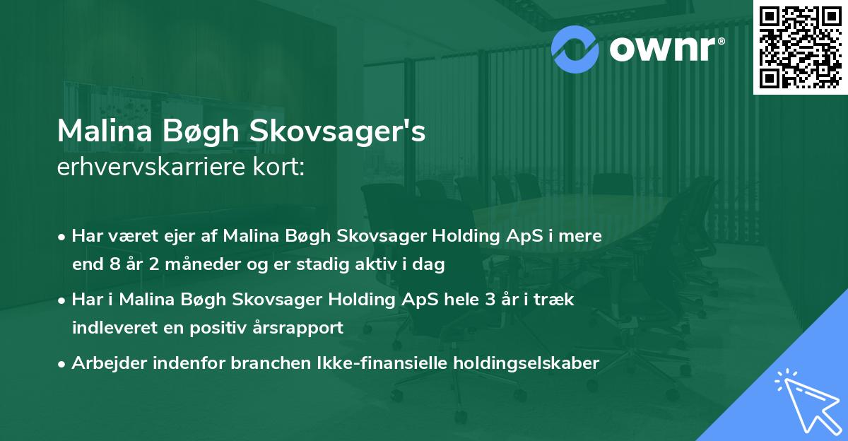 Malina Bøgh Skovsager's erhvervskarriere kort