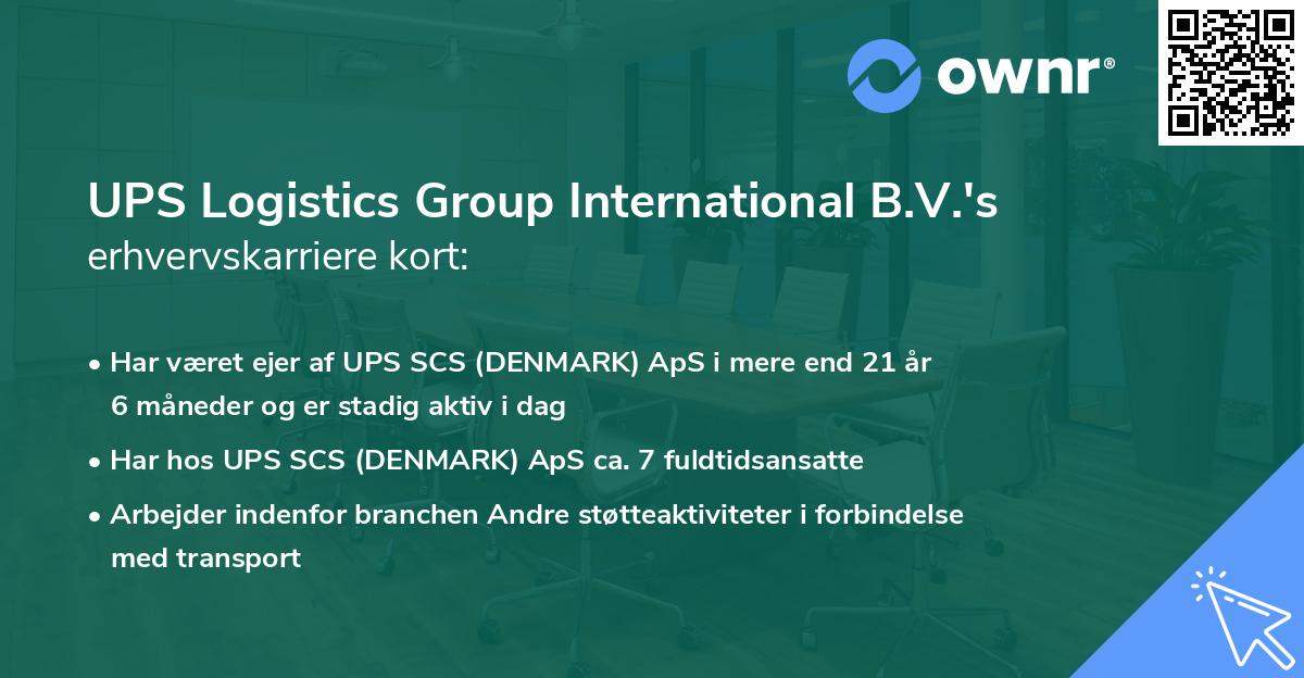 UPS Logistics Group International B.V.'s erhvervskarriere kort