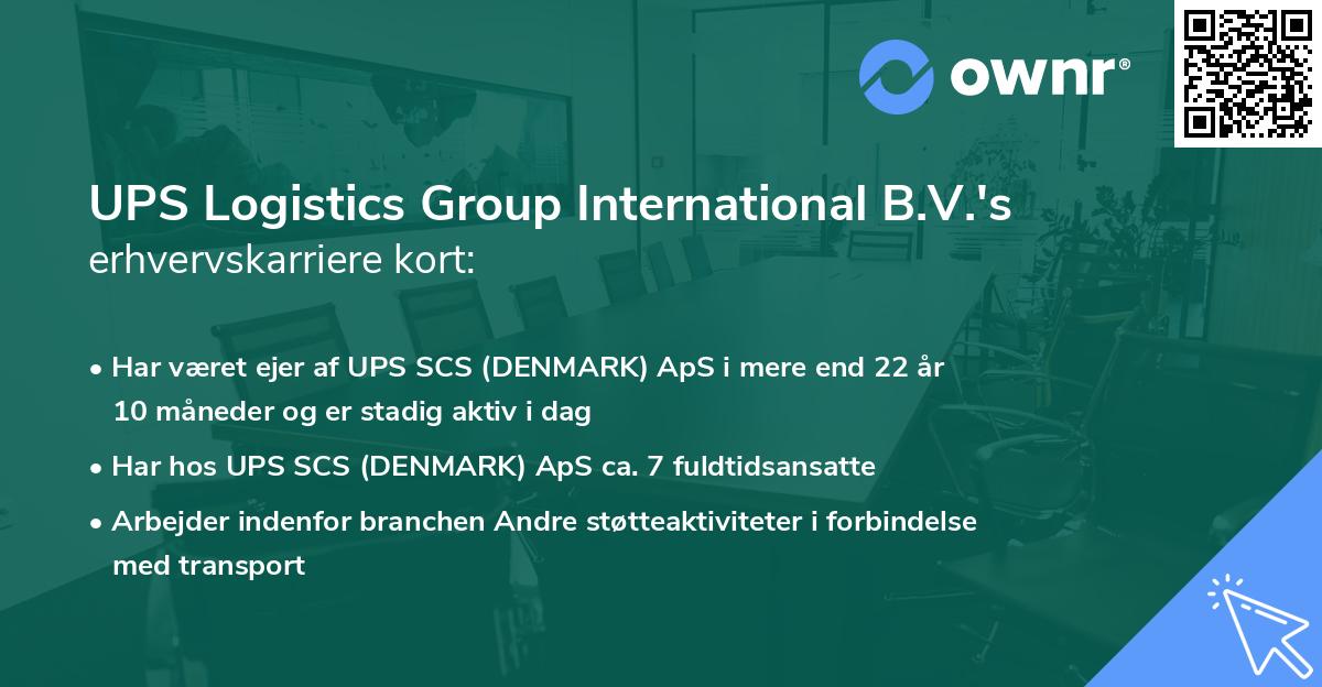 UPS Logistics Group International B.V.'s erhvervskarriere kort