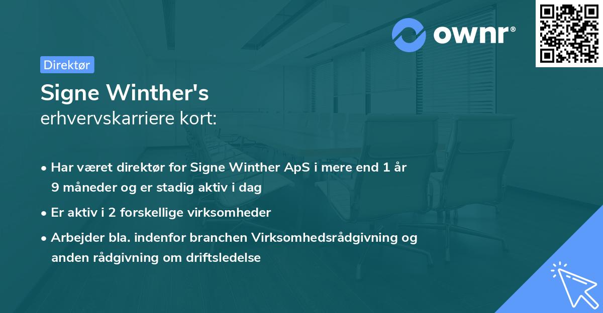 Signe Winther's erhvervskarriere kort