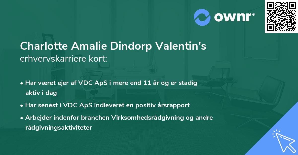 Charlotte Amalie Dindorp Valentin's erhvervskarriere kort