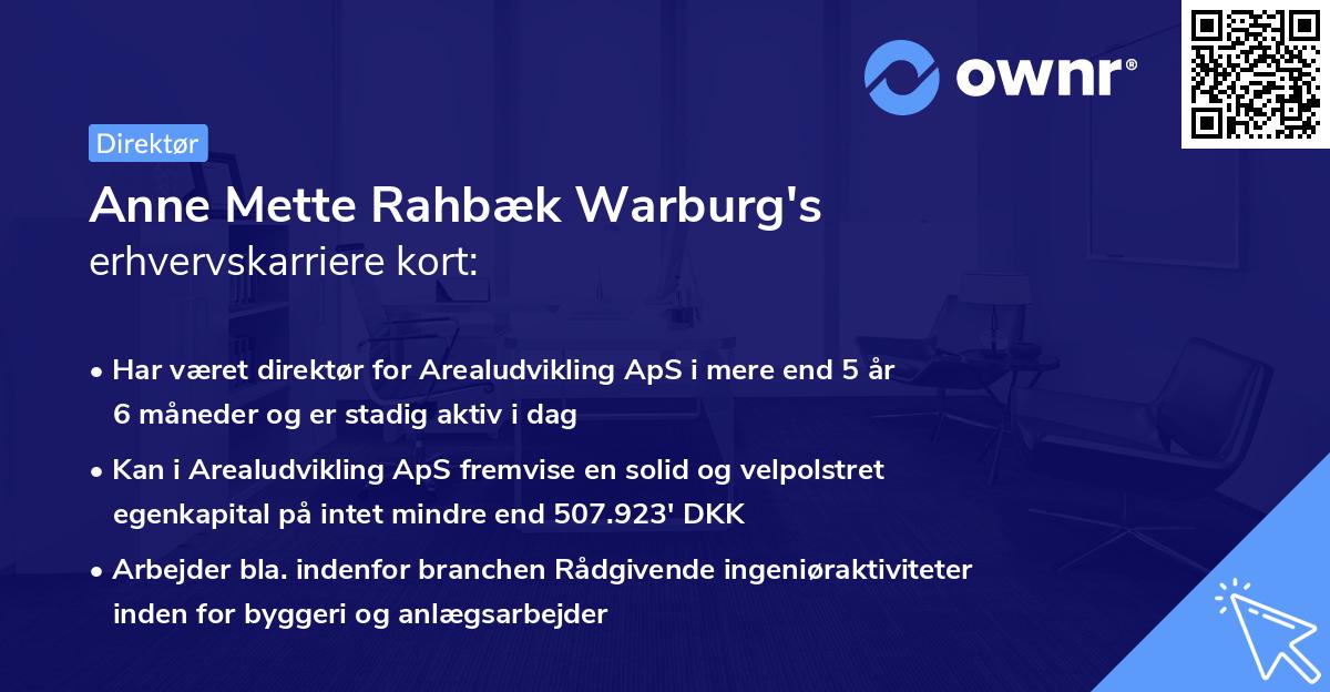 Anne Mette Rahbæk Warburg's erhvervskarriere kort