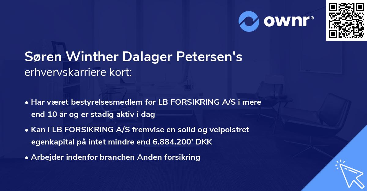 Søren Winther Dalager Petersen's erhvervskarriere kort