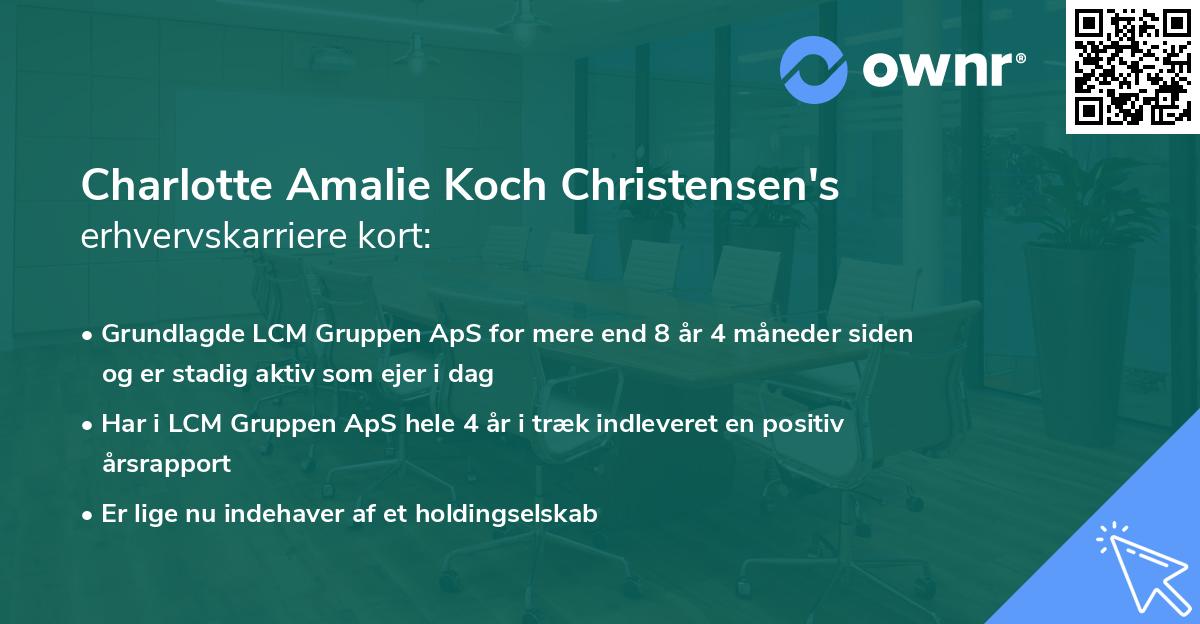 Charlotte Amalie Koch Christensen's erhvervskarriere kort