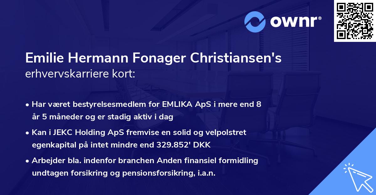 Emilie Hermann Fonager Christiansen's erhvervskarriere kort