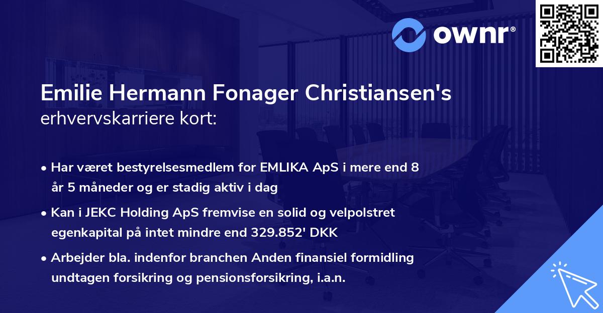 Emilie Hermann Fonager Christiansen's erhvervskarriere kort