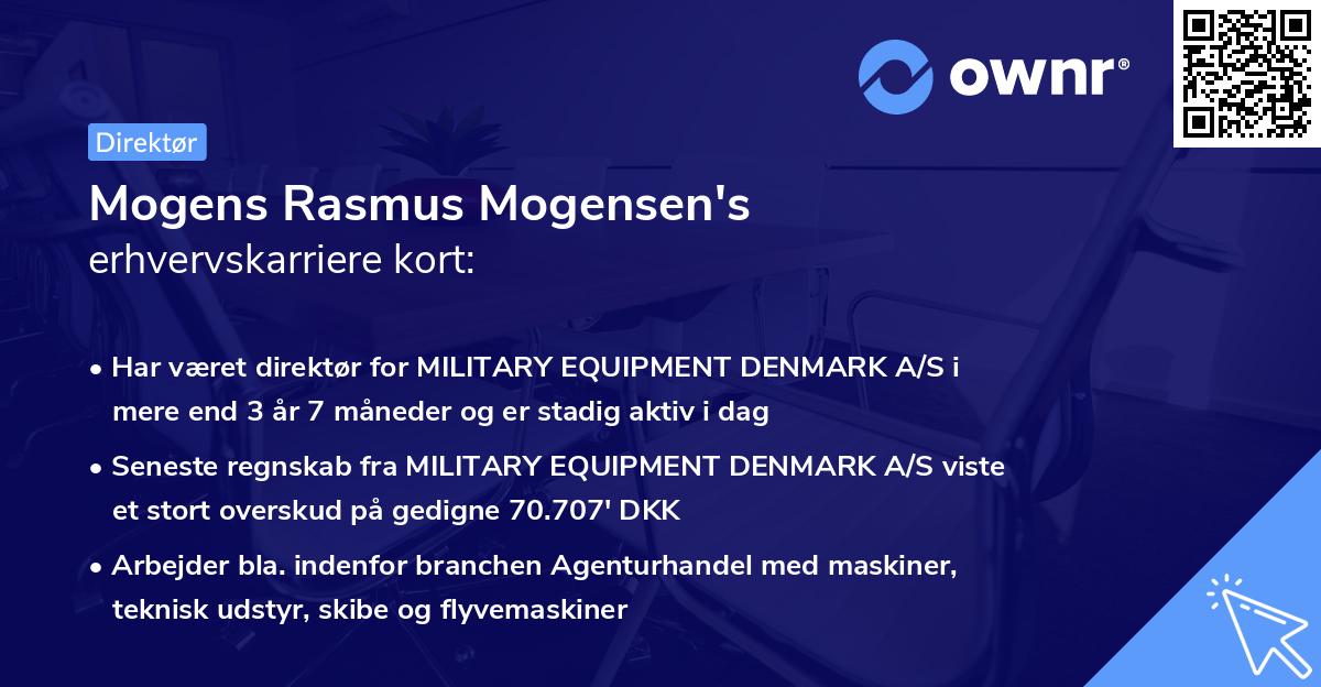 Mogens Rasmus Mogensen's erhvervskarriere kort