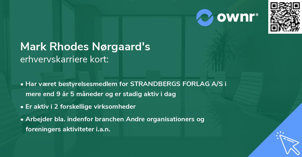 Mark Rhodes Nørgaard's erhvervskarriere kort