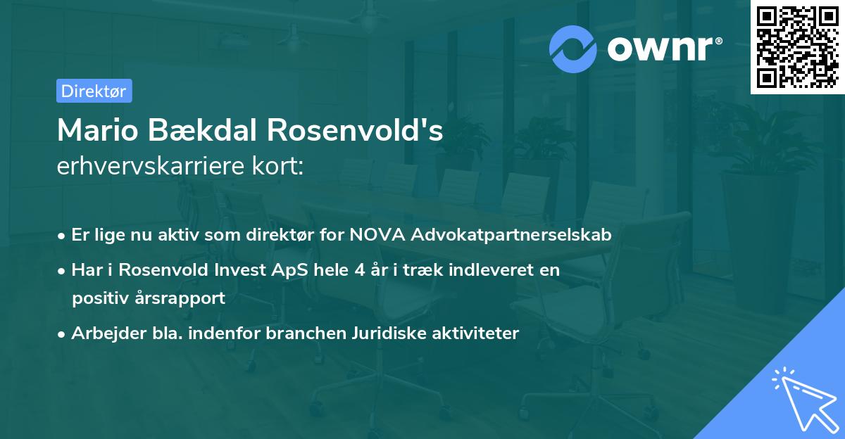 Mario Bækdal Rosenvold's erhvervskarriere kort