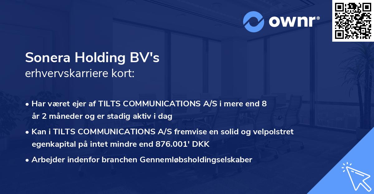 Sonera Holding BV's erhvervskarriere kort