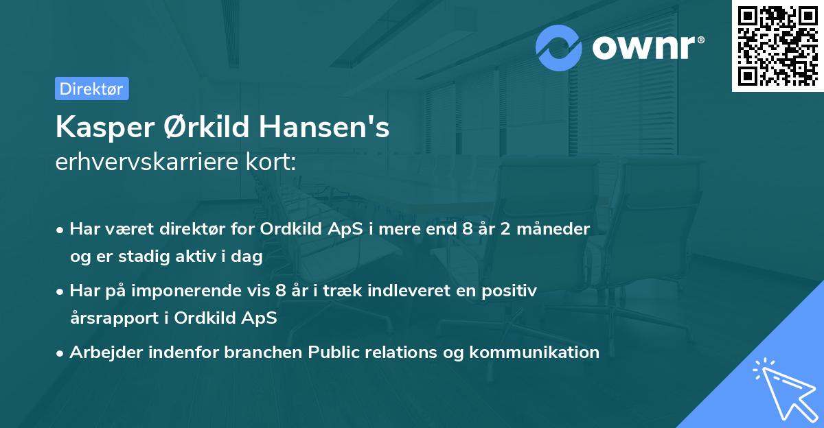 Kasper Ørkild Hansen's erhvervskarriere kort