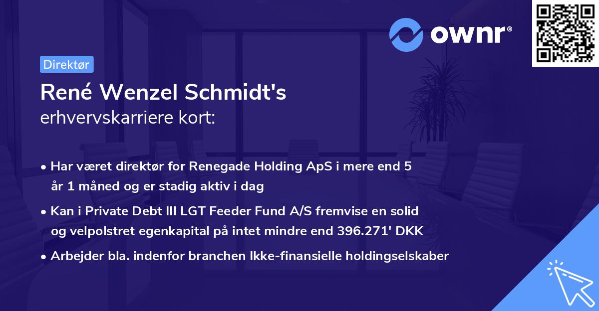 René Wenzel Schmidt's erhvervskarriere kort