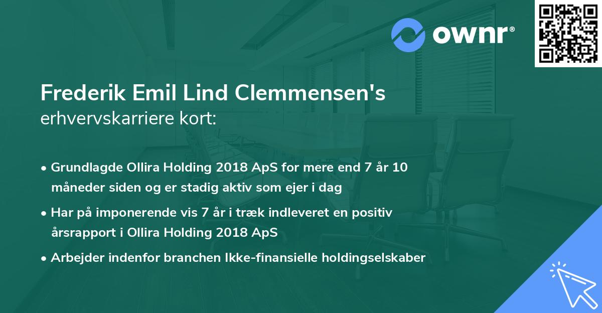 Frederik Emil Lind Clemmensen's erhvervskarriere kort
