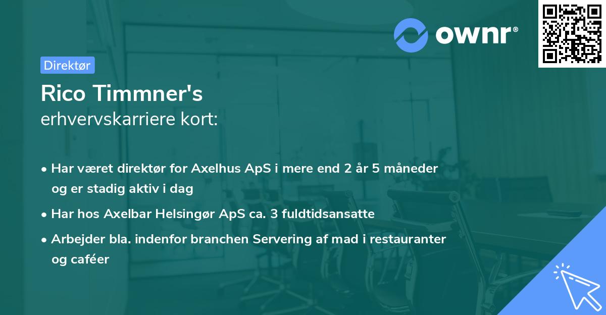 Rico Timmner's erhvervskarriere kort