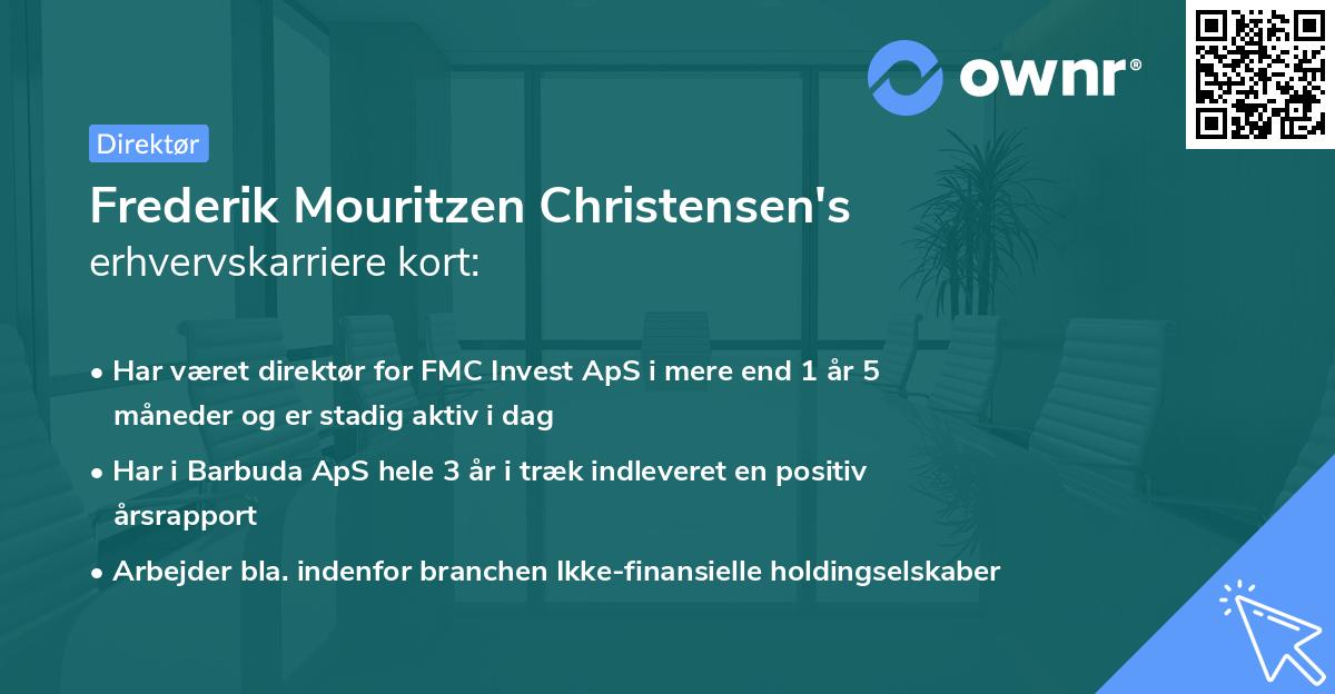 Frederik Mouritzen Christensen's erhvervskarriere kort