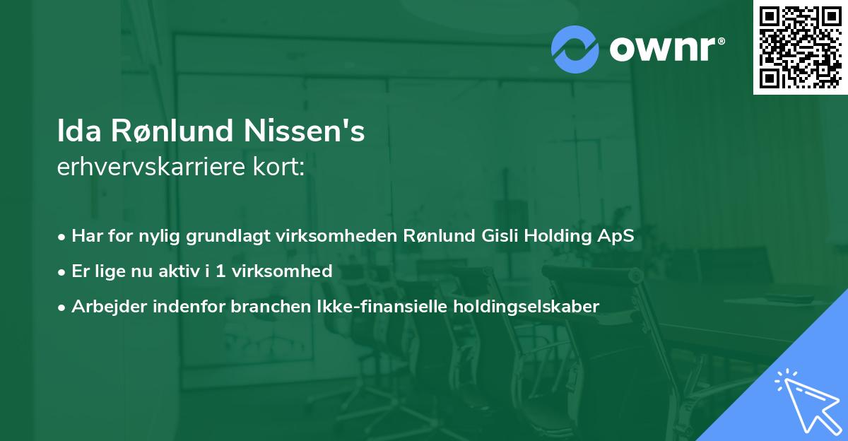 Ida Rønlund Nissen's erhvervskarriere kort