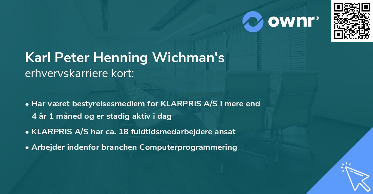 Karl Peter Henning Wichman's erhvervskarriere kort