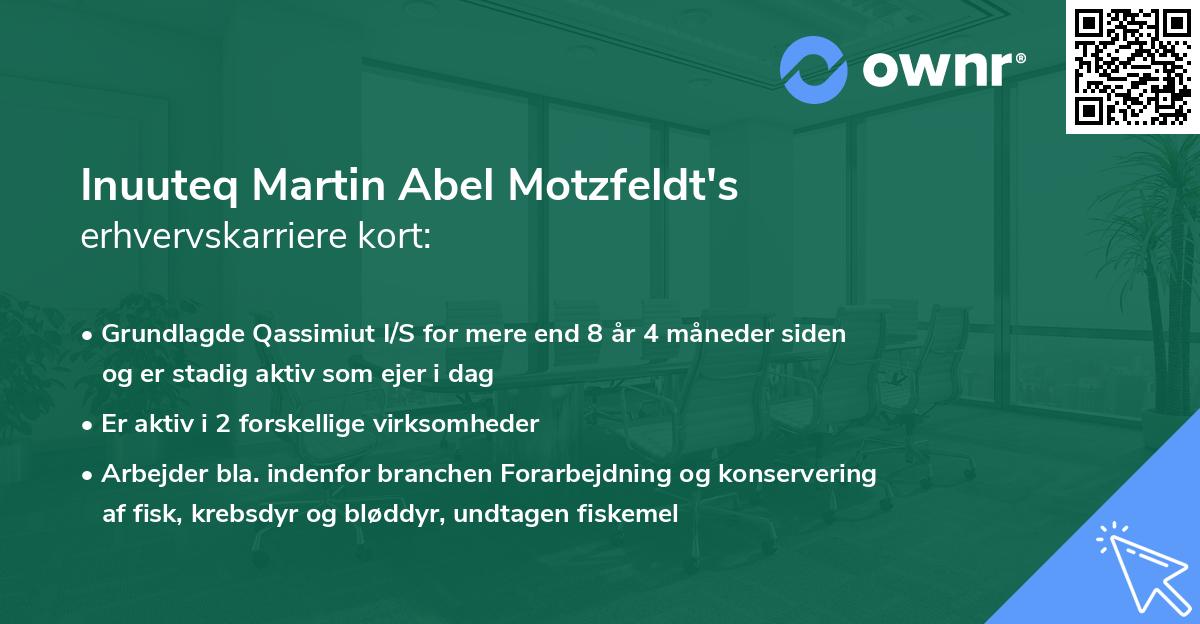 Inuuteq Martin Abel Motzfeldt's erhvervskarriere kort