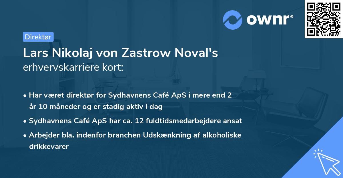 Lars Nikolaj von Zastrow Noval's erhvervskarriere kort