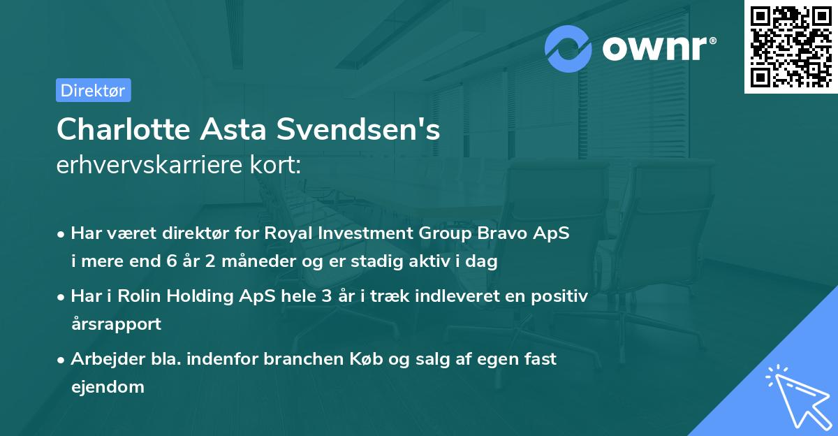 Charlotte Asta Svendsen's erhvervskarriere kort