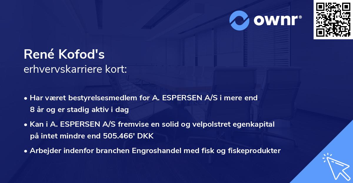 René Kofod's erhvervskarriere kort