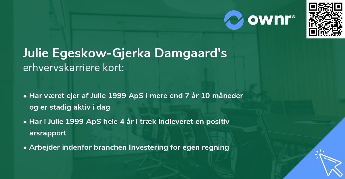Julie Egeskow-Gjerka Damgaard's erhvervskarriere kort