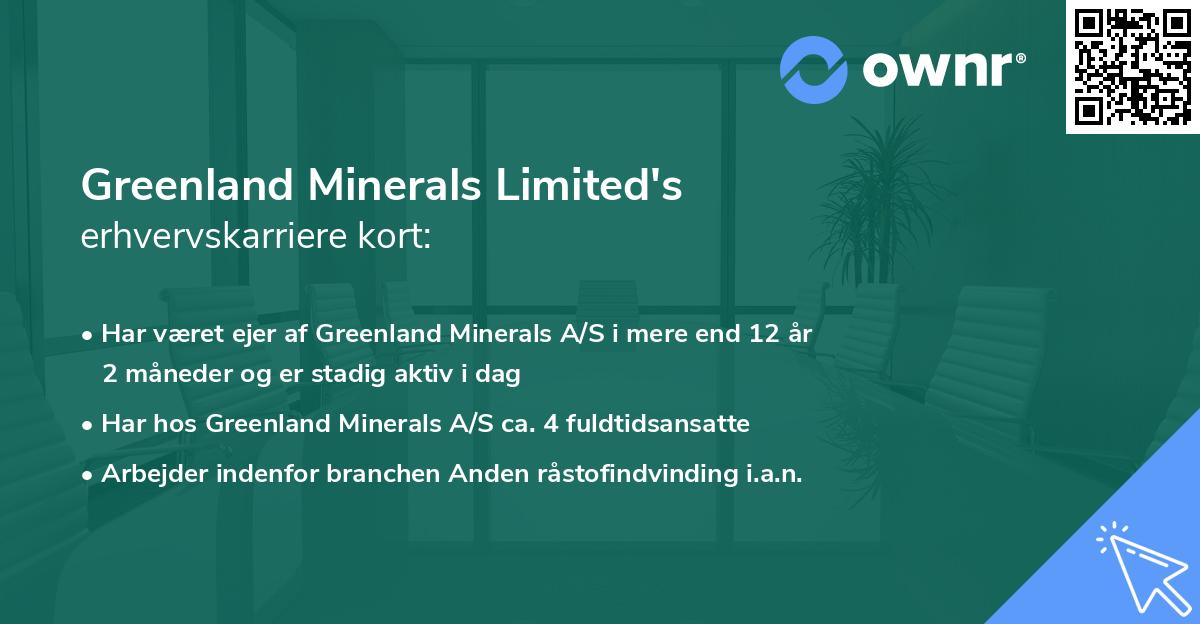 Greenland Minerals Limited's erhvervskarriere kort