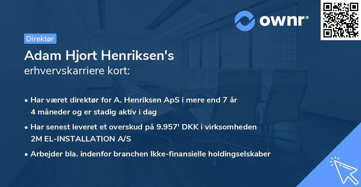 Adam Hjort Henriksen's erhvervskarriere kort