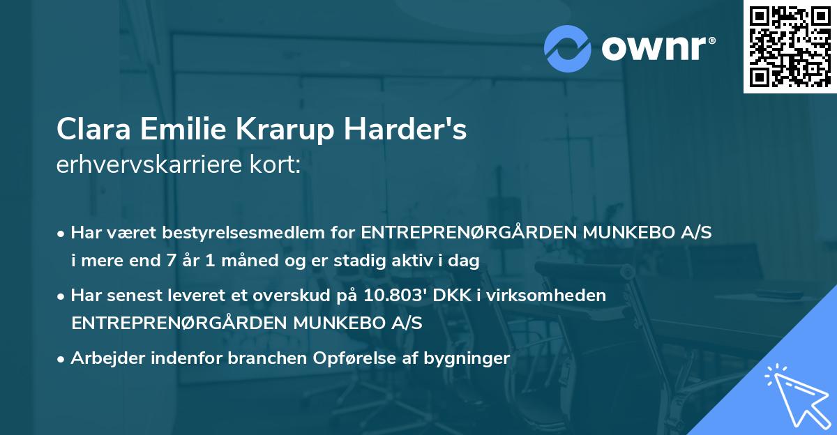 Clara Emilie Krarup Harder's erhvervskarriere kort