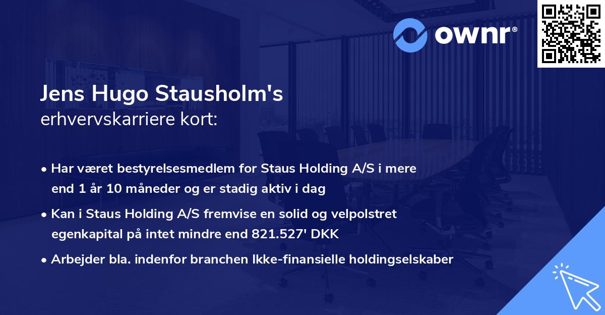 Jens Hugo Stausholm's erhvervskarriere kort