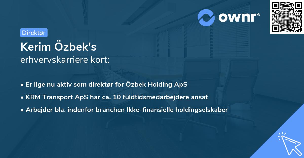 Kerim Özbek's erhvervskarriere kort