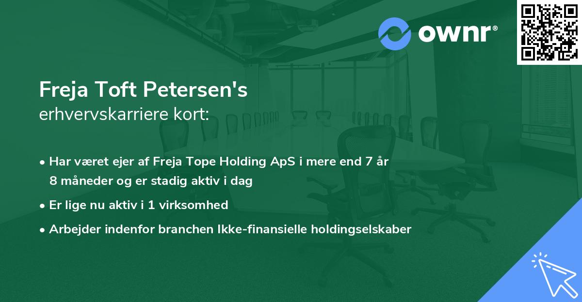 Freja Toft Petersen's erhvervskarriere kort