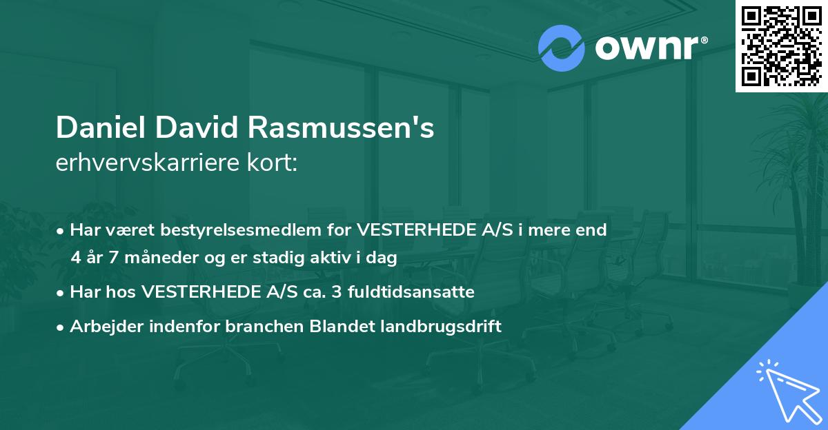 Daniel David Rasmussen's erhvervskarriere kort