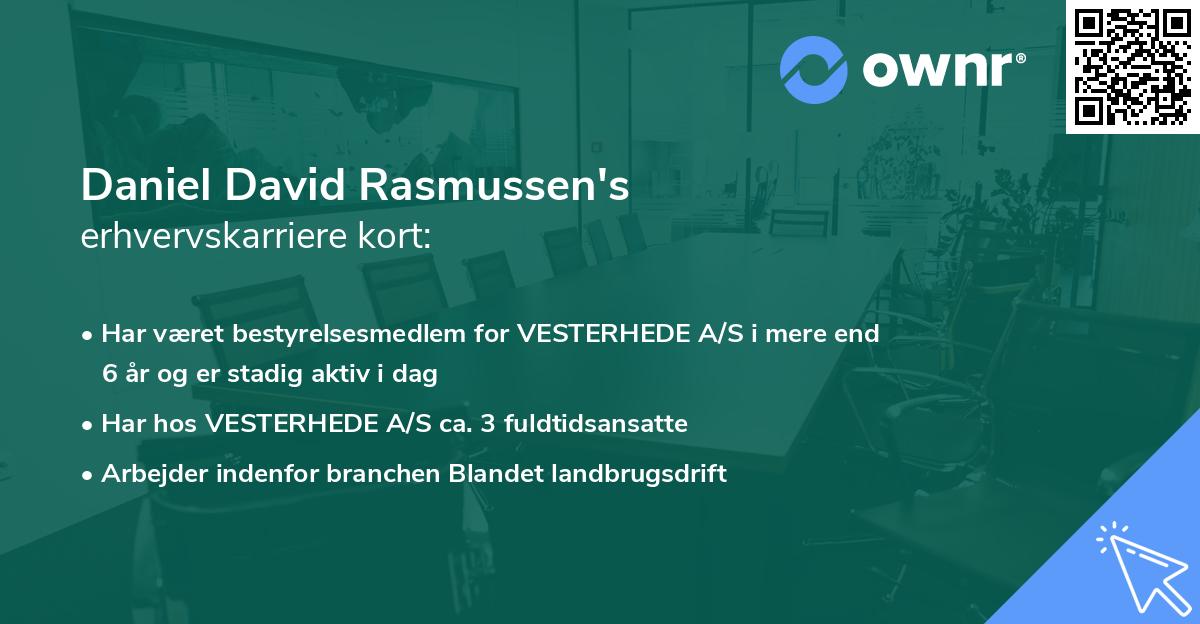 Daniel David Rasmussen's erhvervskarriere kort