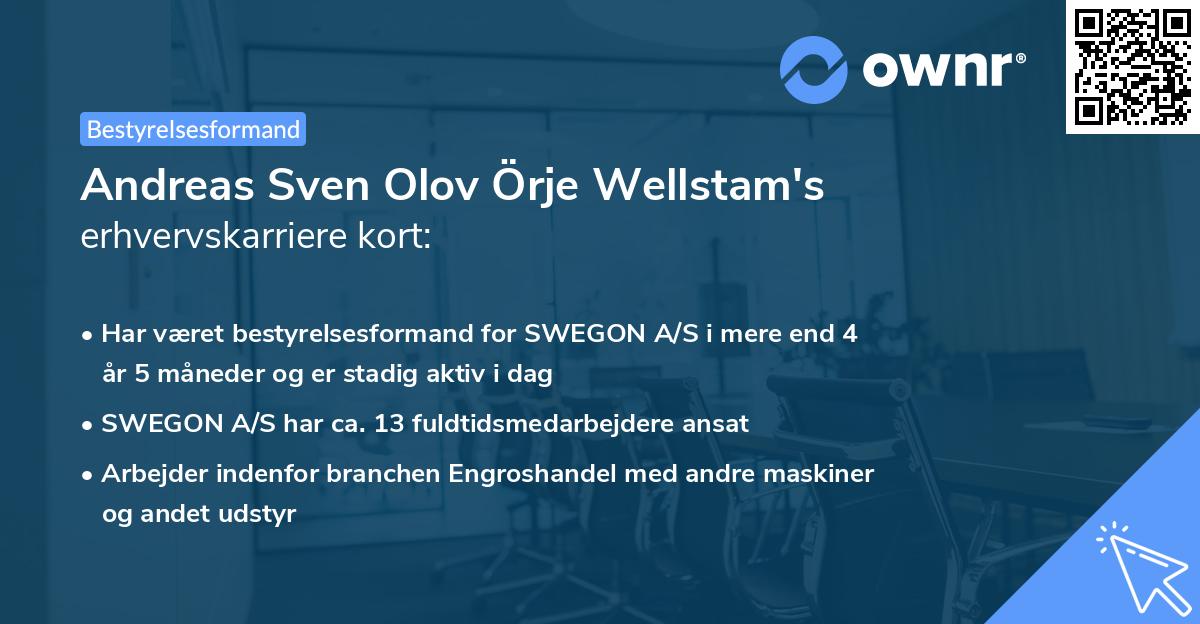 Andreas Sven Olov Örje Wellstam's erhvervskarriere kort