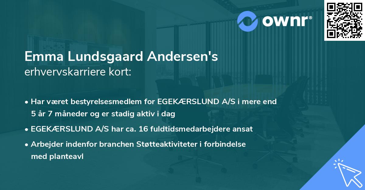 Emma Lundsgaard Andersen's erhvervskarriere kort