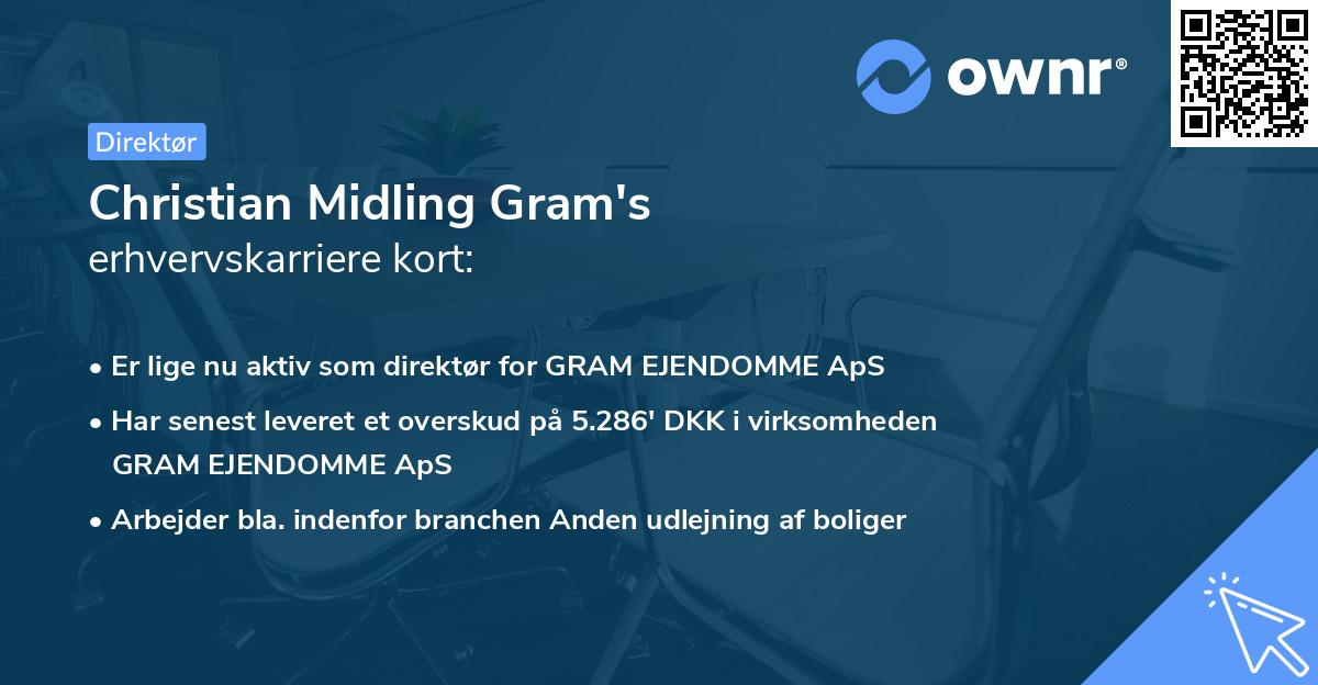 Christian Midling Gram's erhvervskarriere kort