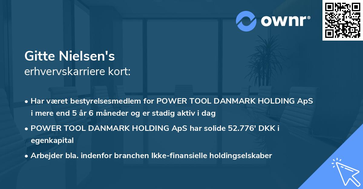 Gitte Nielsen's erhvervskarriere kort