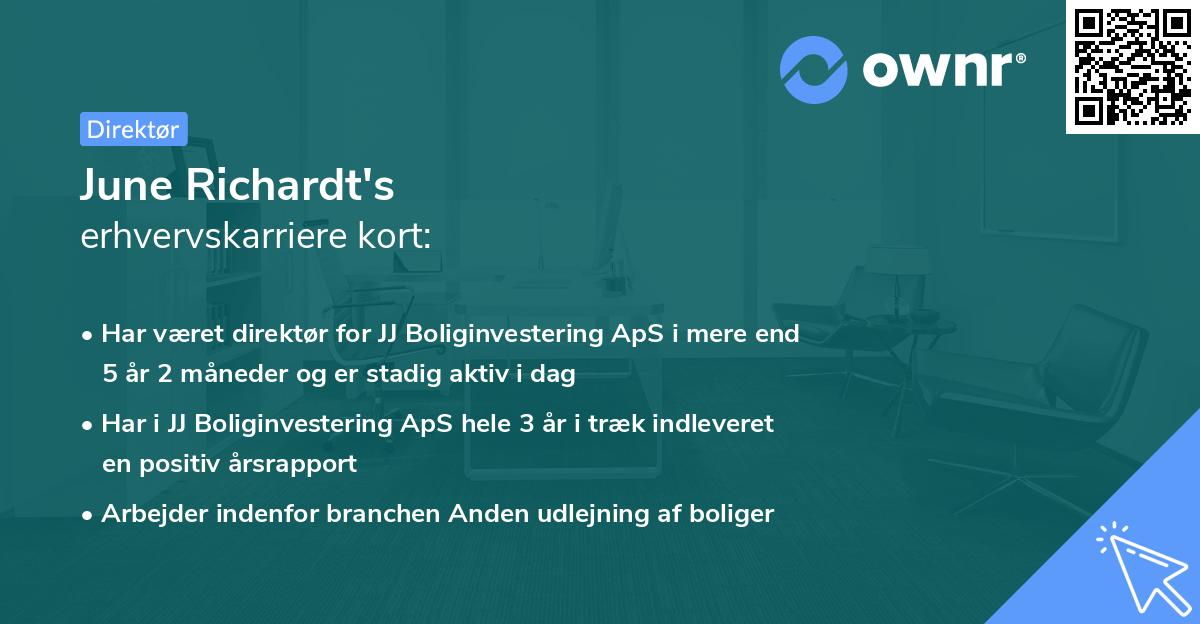 June Richardt's erhvervskarriere kort